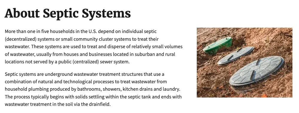 Septic system statistics: EPA says more than one in five US households depend on septic or small cluster systems